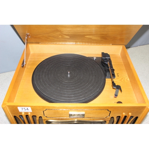 754 - Vintage style turntable and CD player in wooden case by Classic, model No. 9809