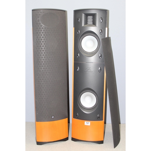 757 - Pair of Martin Logan Montage 150W floor standing speakers in cherry wood case