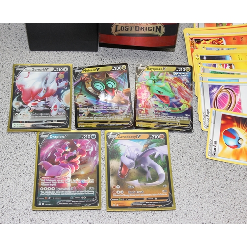 1591 - Qty of Pokémon collectors trading cards, many in sleeves with extra spare sleeves, in Pokémon Sword ... 