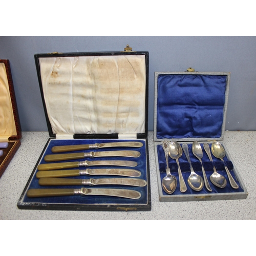 1060 - Qty of assorted antique and later silver-plated and other cutlery, some boxed, approx 5.3kg