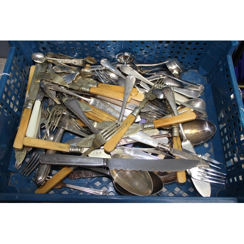 1060 - Qty of assorted antique and later silver-plated and other cutlery, some boxed, approx 5.3kg