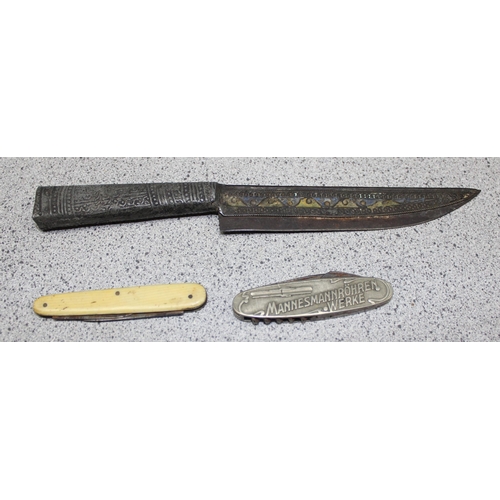 1422 - Assorted knives, to incl small wooden handled knife by Kverneland, Norway etc, longest incl handle a... 