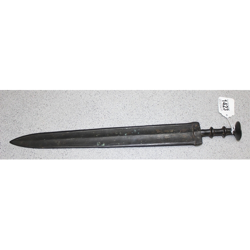 1423 - Small bronze sword, believed to be from Luristan, unknown age, approx 50cm long