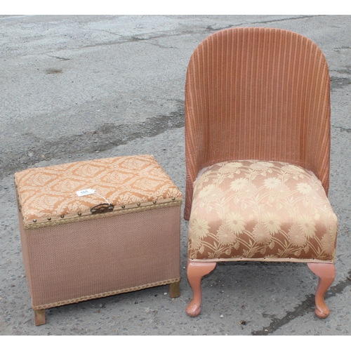 165 - Lloyd Loom style chair and storage box, chair approx 49cm wide x 55cm deep x 82cm tall