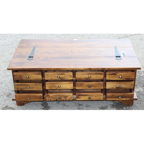 169 - A large modern wooden storage box or coffee table, approx 118cm wide x 66cm deep x 44cm tall