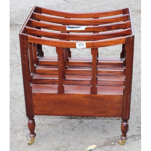 171 - An antique style Canterbury or magazine rack with single drawer, approx 47cm wide x 38cm deep x 56cm... 