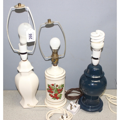 266 - Qty of assorted table lamps and ceiling lamps, some of Oriental form, some with shades (8)