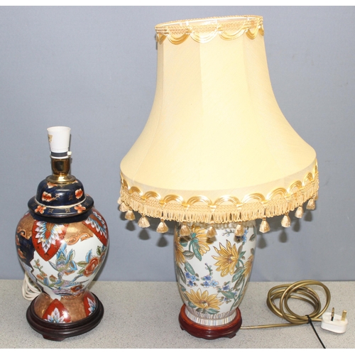 266 - Qty of assorted table lamps and ceiling lamps, some of Oriental form, some with shades (8)