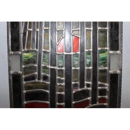 474 - Hanging leaded-stained glass panel, approx 43 x 31cm