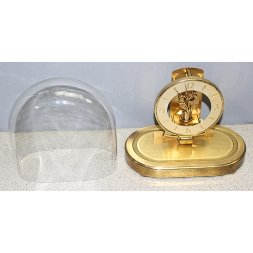 1355 - Vintage West-German made Kieninger & Obergfell 'Kundo' mantel clock with glass dome, approx 22cm H