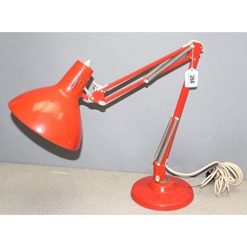 268 - Vintage Anglepoise style desk lamp by Thousand & One Lamps Limited, in red, approx 82cm tall