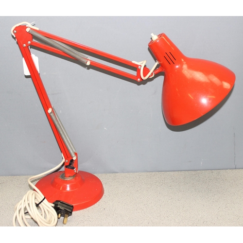 268 - Vintage Anglepoise style desk lamp by Thousand & One Lamps Limited, in red, approx 82cm tall