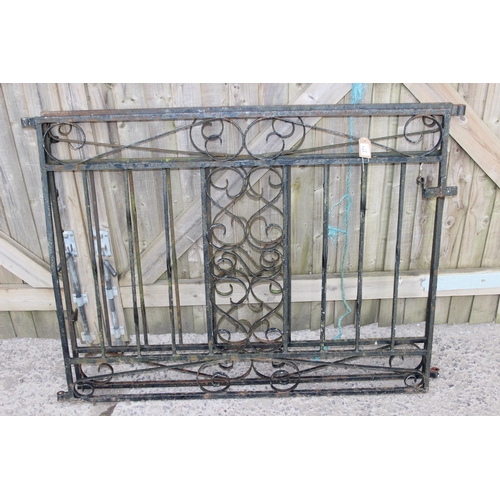 371 - A pair of wrought iron garden drive gates, approx 242cm wide x 93cm tall