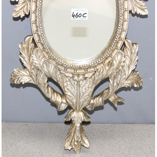 460C - Antique style ornate wall mirror, approx. 70cm x 32cm