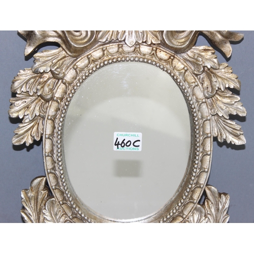 460C - Antique style ornate wall mirror, approx. 70cm x 32cm