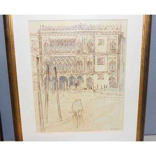 460G - 4 assorted prints to include 2 of Venetian buildings, largest approx 53cm x 37cm