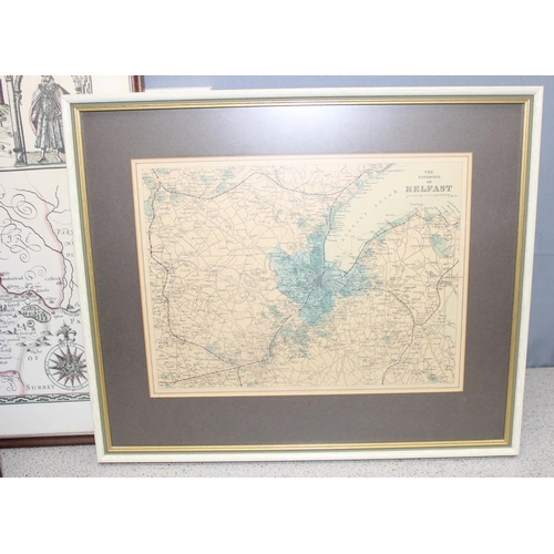 460P - Qty of various maps and other prints to incl Tombleson's Panoramic Map of the Thames & Medway, large... 