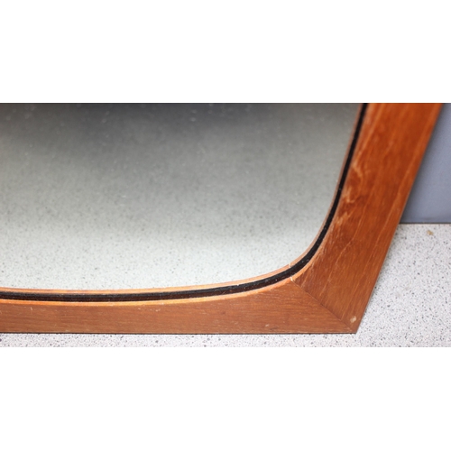 460O - Retro teak wall mirror, approx 70cm x 38cm