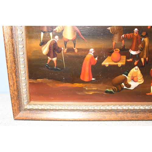 477 - In the manner of Pieter Bruegel, the Elder (ca. 1525–1569); an original oil on canvas depicting figu... 