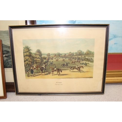 496 - Mixed lot of artworks to include large gilt framed print and various other antique and other style a... 