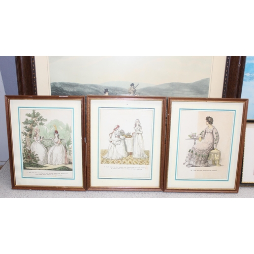 496 - Mixed lot of artworks to include large gilt framed print and various other antique and other style a... 