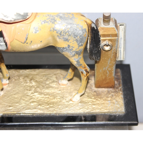 1655A - Austrian made cold painted spelter table lighter in the form of a jockey on horseback, approx 18cm