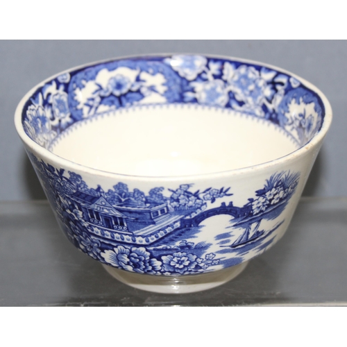 1855 - Qty of Olde Alton Ware blue and white china items, and a colourful decorative cup and saucer