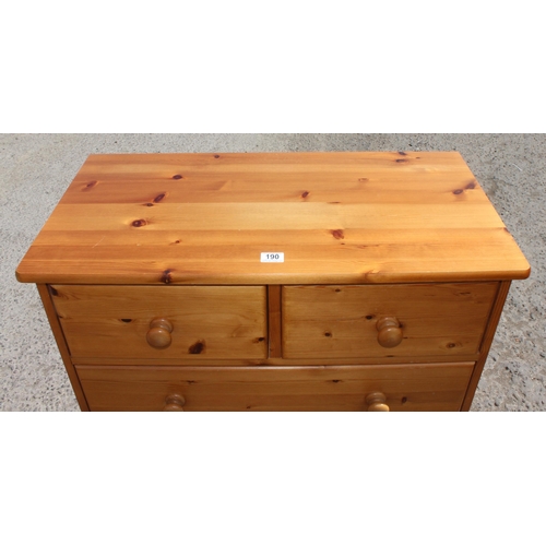 190 - A modern pine 2 over 3 chest of drawers with turned handles, approx 86cm wide x 43cm deep x 100cm ta... 