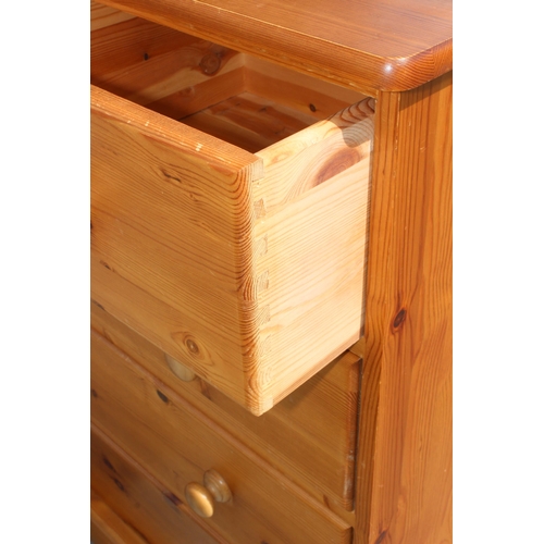 190 - A modern pine 2 over 3 chest of drawers with turned handles, approx 86cm wide x 43cm deep x 100cm ta... 