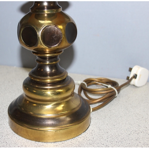 269J - Brass effect table lamp with vintage shade, approx 68cm