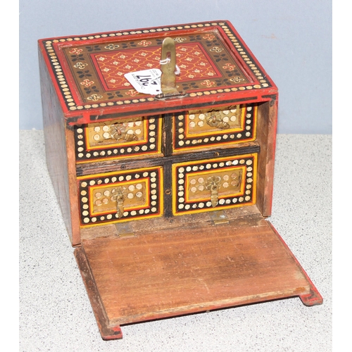 297 - Vintage Indian style jewellery chest of drawers, approx 18 x 13 x 15cm