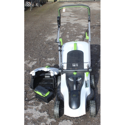 380 - A G-Tech CLM50 cordless electric lawnmower with 48v motor powered by lithium ion battery including 5... 