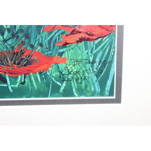 440B - Contemporary gouache and acrylic painting of poppy fields, indistinctly signed bottom right, approx ... 