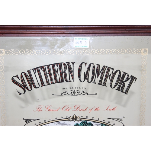 440D - Vintage Southern Comfort advertising wall mirror in frame, approx 62cm x 49cm