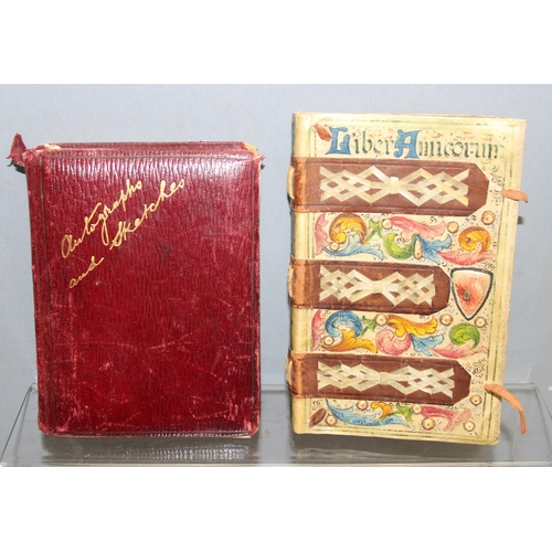 573 - A very interesting hand written diary with decorative vellum binding, and a similar period autograph... 