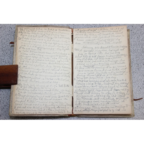 573 - A very interesting hand written diary with decorative vellum binding, and a similar period autograph... 