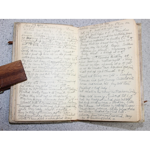 573 - A very interesting hand written diary with decorative vellum binding, and a similar period autograph... 