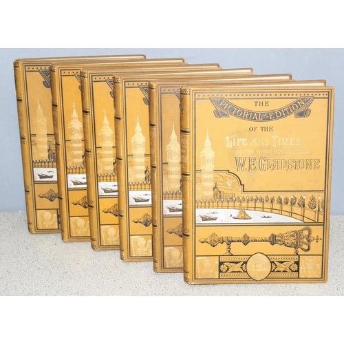 575 - The Pictorial Edition Life and Times of W E Gladstone by J. Ewing-Ritchie, 1 - 6 Volumes in decorati... 