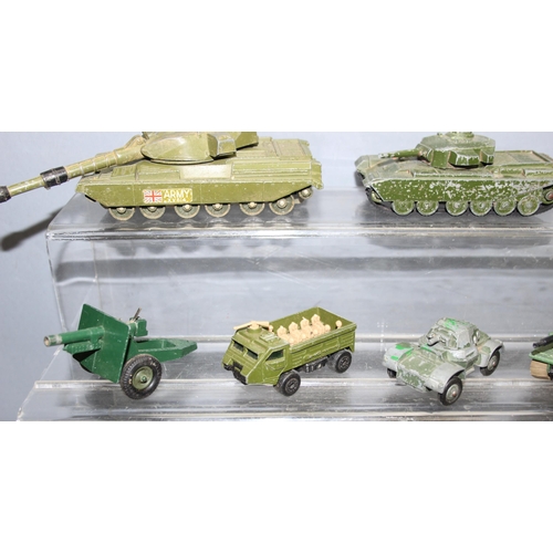 1520D - Qty of assorted vintage military toy vehicles and tanks to inc Dinky, Corgi and Matchbox etc