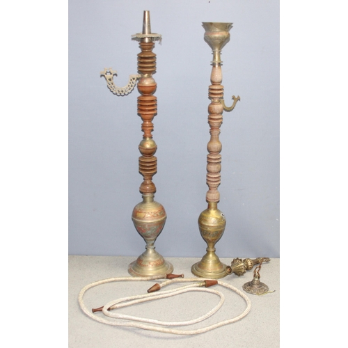 1859 - 2 Middle-Eastern brass Hookah pipes