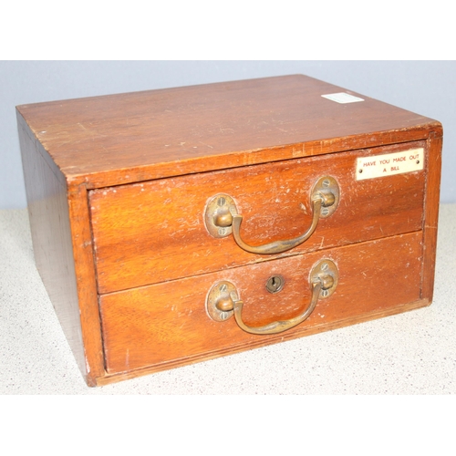 299A - Vintage 2-drawer wooden cash box/till, approx 31 x 25 x 17cm