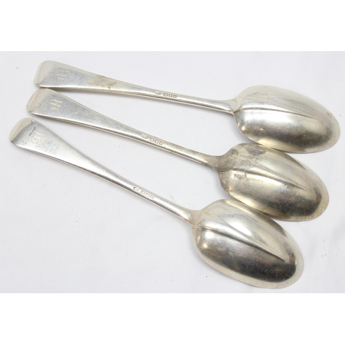 1020F - A set of 3 silver rat-tail serving spoons, London 1923 by David Landsborough Fullerton, each approx ... 