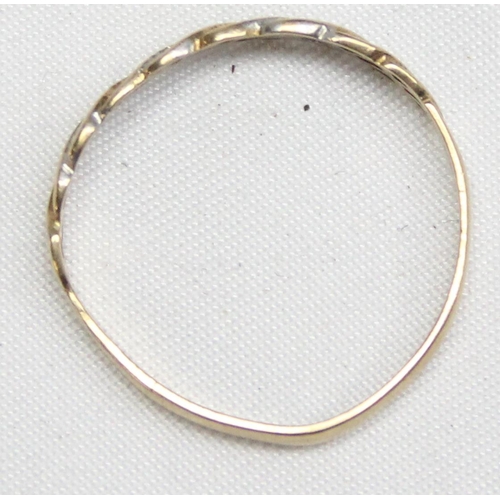 1140F - A vintage 9ct gold and diamond set ring with woven setting, marked and XRF confirmed, approx size R,... 