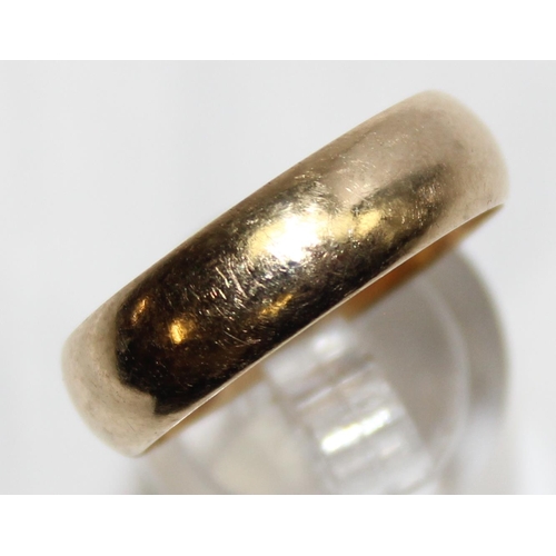 1140H - A heavy gauge 9ct gold plain band ring, marked and XRF confirmed, approx size X, approx 6.03g gross