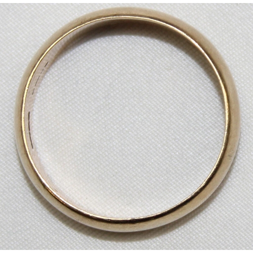 1140H - A heavy gauge 9ct gold plain band ring, marked and XRF confirmed, approx size X, approx 6.03g gross