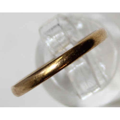 1140I - A 9ct gold plain band ring, marked and XRF confirmed, approx size R, approx 2.12g gross