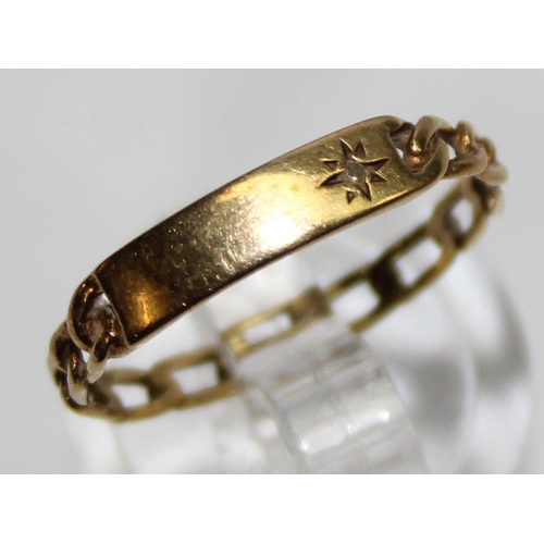 1140J - An unusual 9ct gold rope twist ring set with small diamond, marked and XRF confirmed for 9ct gold, a... 