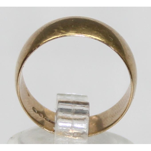 1160X - A 9ct gold plain band ring, full hallmarks and XRF confirmed, approx size L, approx 3.11g gross