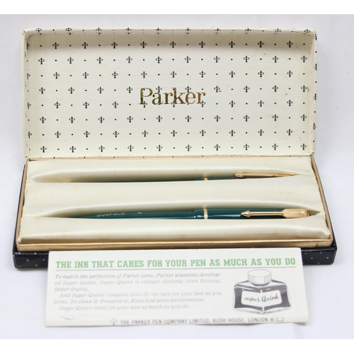 Vintage Parker Duofold pen and pencil set, with 14ct gold nib, in ...