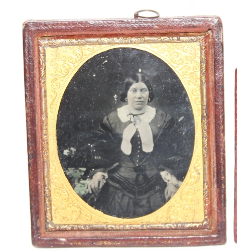 478 - 2 Victorian Ambrotype photographs of females, both in original gilt and leather frames, the largest ... 